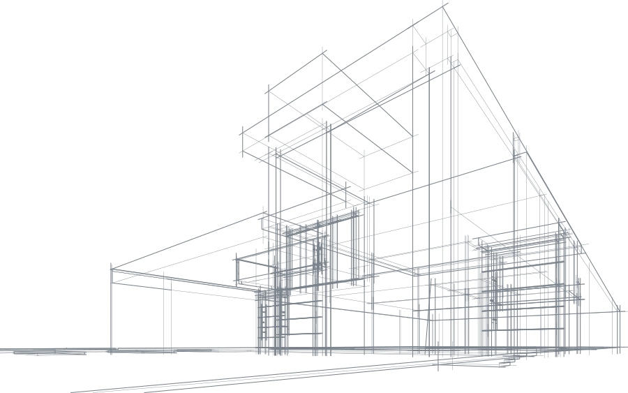 Grobe Skizze eines Neubaus